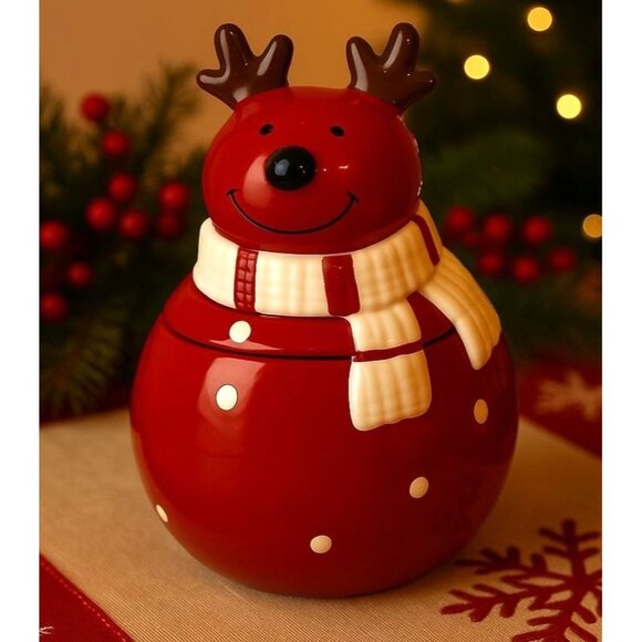 Thompson Ferrier Other - Thompson Ferrier Reindeer Christmas Holiday Ceramic Scented Candle Jar w/Lid